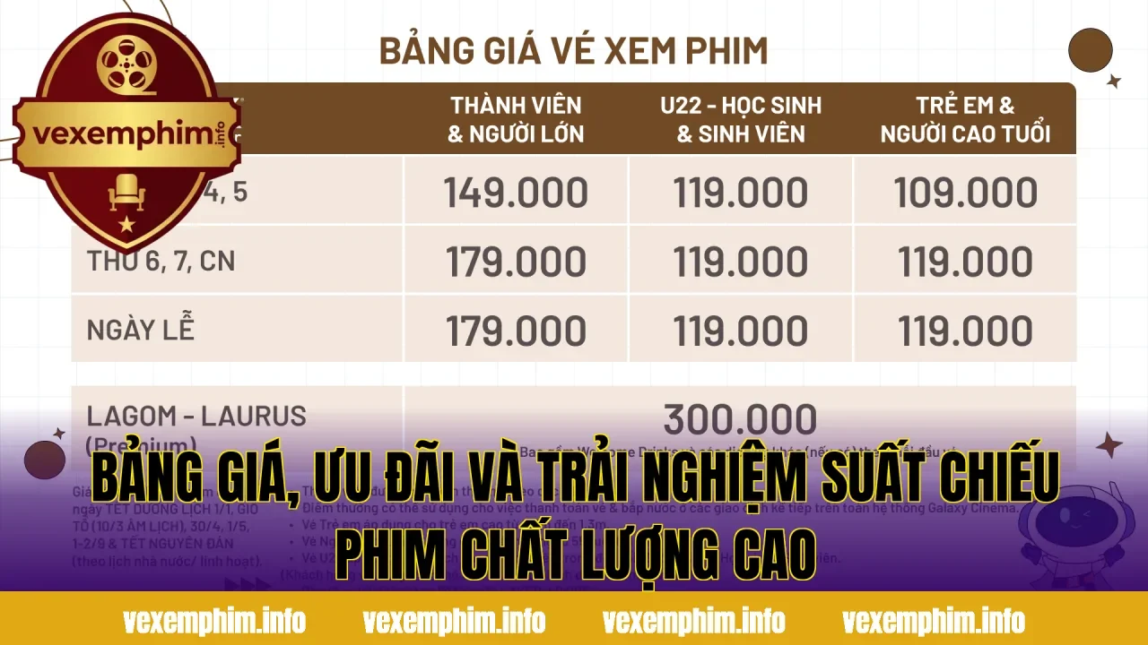 Bảng giá, ưu đãi và trải nghiệm suất chiếu phim chất lượng cao