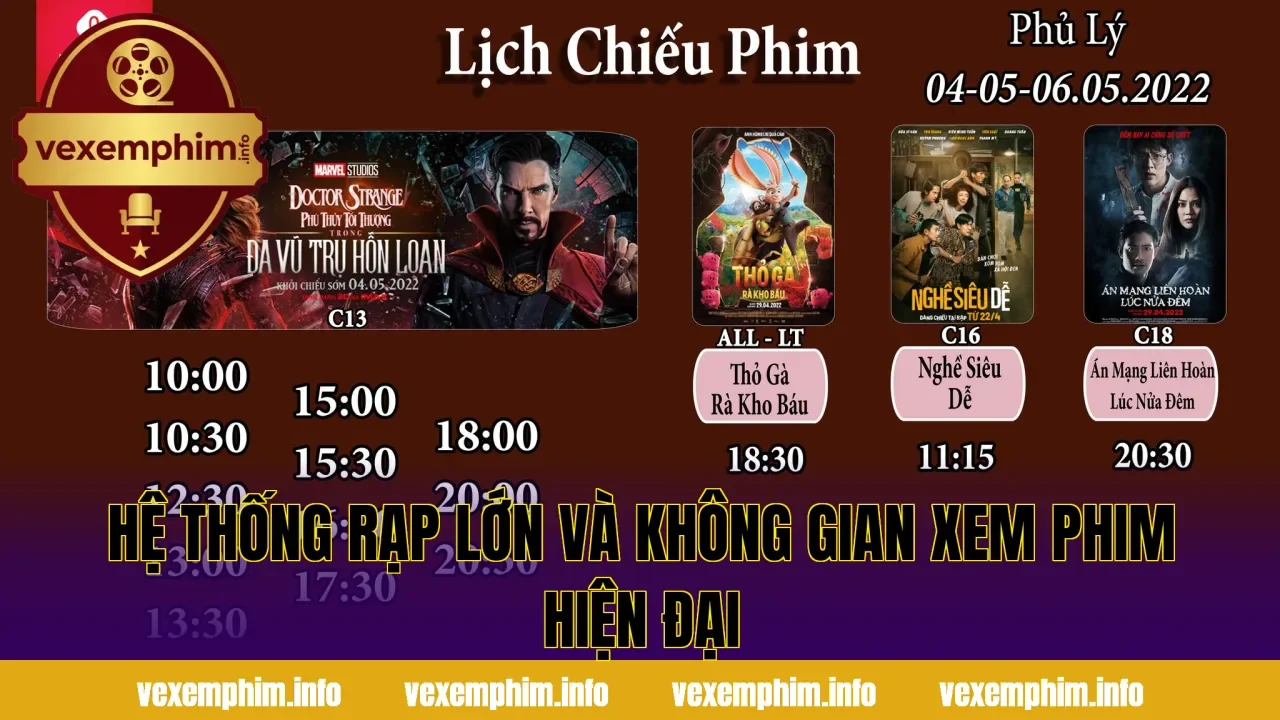Hệ thống rạp lớn và không gian xem phim hiện đại