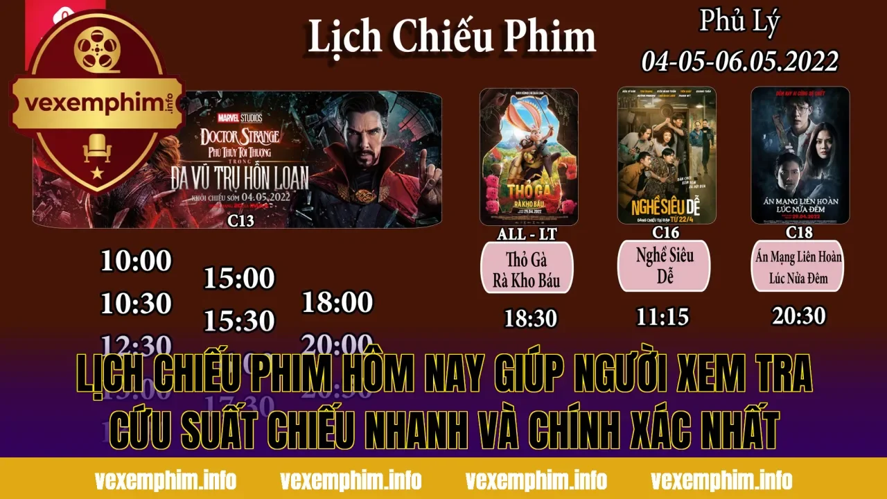 Lịch chiếu phim hôm nay giúp người xem tra cứu suất chiếu nhanh và chính xác nhất