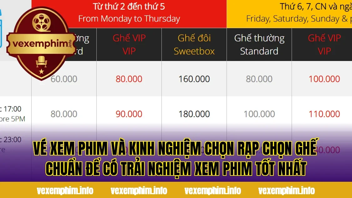 Vé xem phim và kinh nghiệm chọn rạp chọn ghế chuẩn để có trải nghiệm xem phim tốt nhất